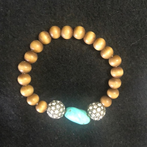 STELLA AND DOT TURQUOISE AND RHINESTONE BRACELET - Picture 3 of 5